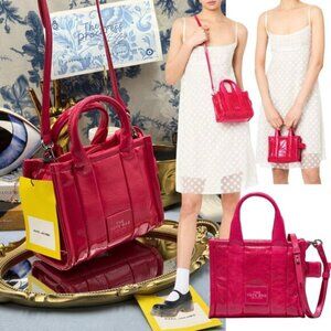 🆕 MARC JACOBS 🧿 NWT 'The Shiny Crinkle Mini' Tote Bag, Magenta Pink